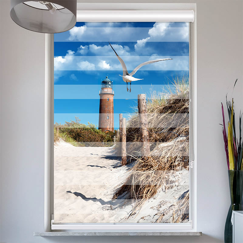 Doppelrollo mit Kassette Duene Leuchtturm Moewe