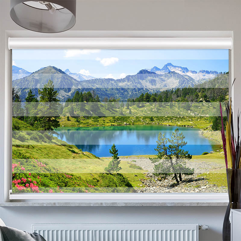 Doppelrollo mit Kassette Berglandschaft mit See