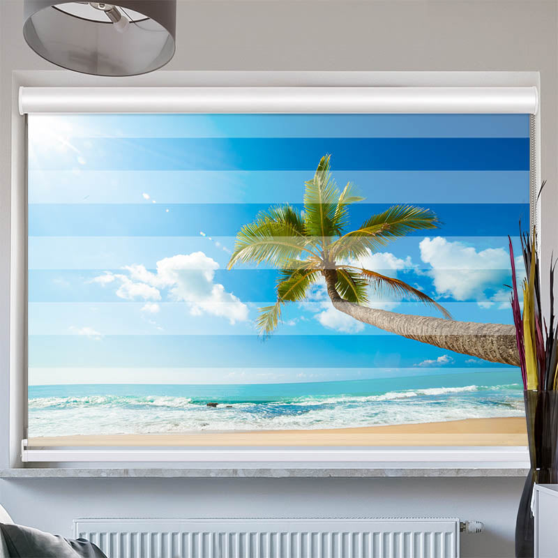 Doppelrollo mit Kassette Palme Meer