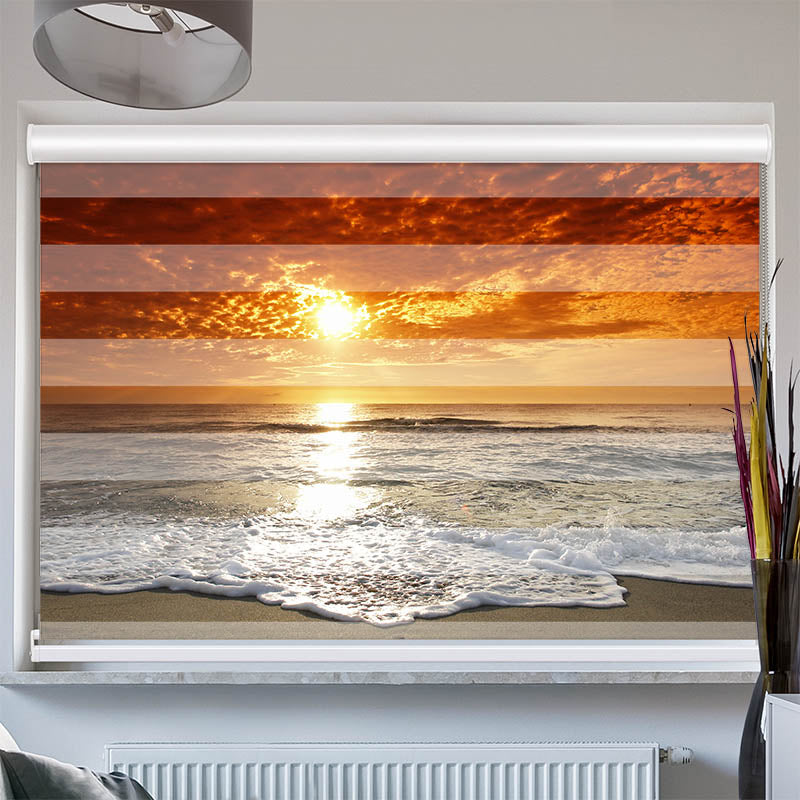 Doppelrollo mit Kassette Meer Sonnenuntergang