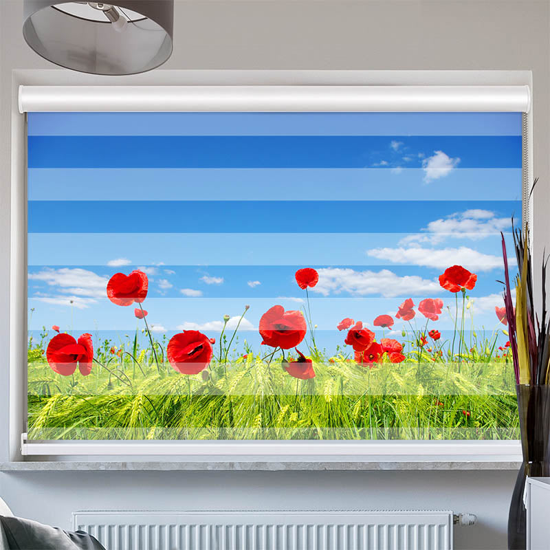 Doppelrollo mit Kassette Mohnblumen Wiese