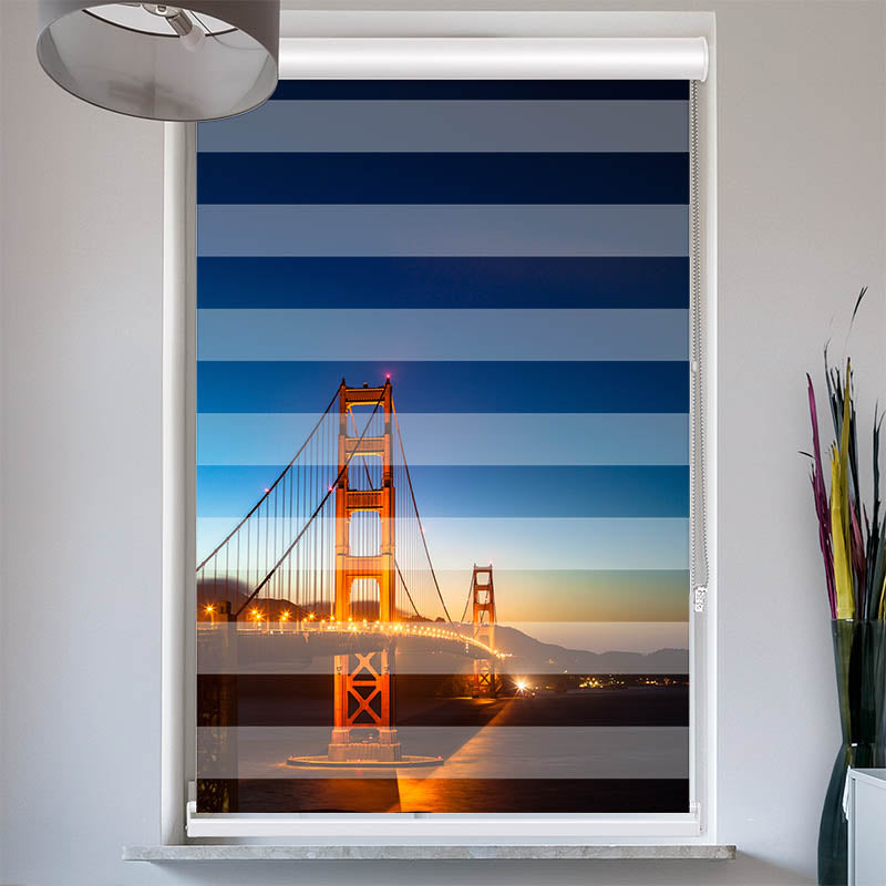 Doppelrollo mit Kassette Golden Gate Bridge Nacht