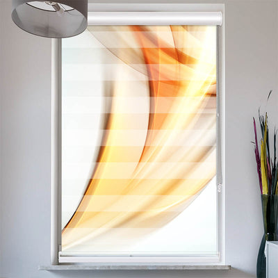 Doppelrollo mit Kassette Abstakt Wellen Orange Grau