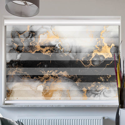 Doppelrollo mit Kassette Abstrakt Marmor Schwarz Gold