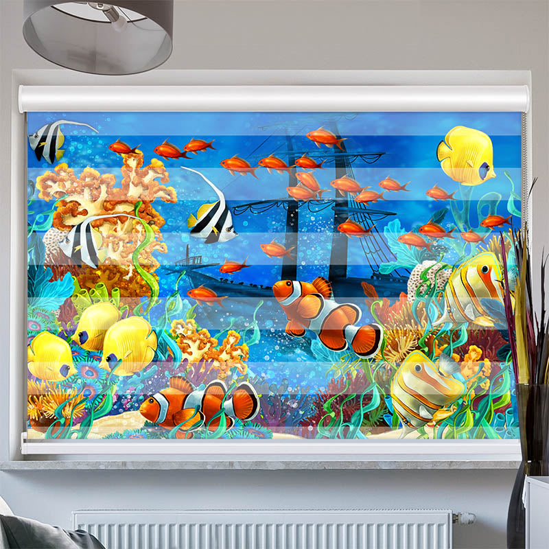 Doppelrollo mit Kassette Fische Kindermotiv