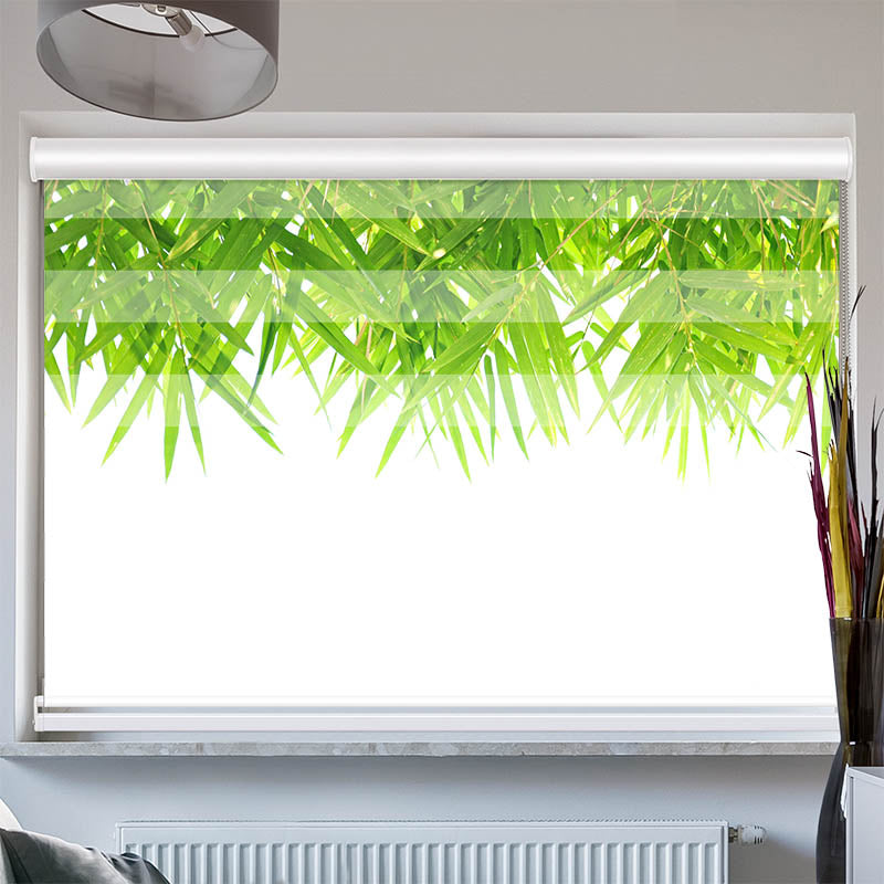 Doppelrollo mit Kassette Bambus Blaetter Oben
