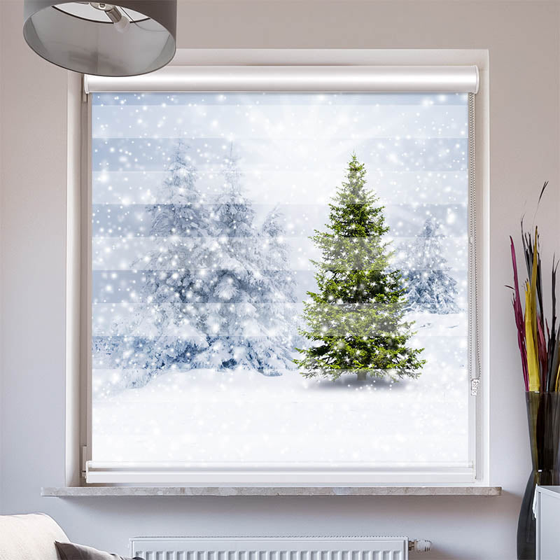 Doppelrollo mit Kassette Tannenbaum Winter