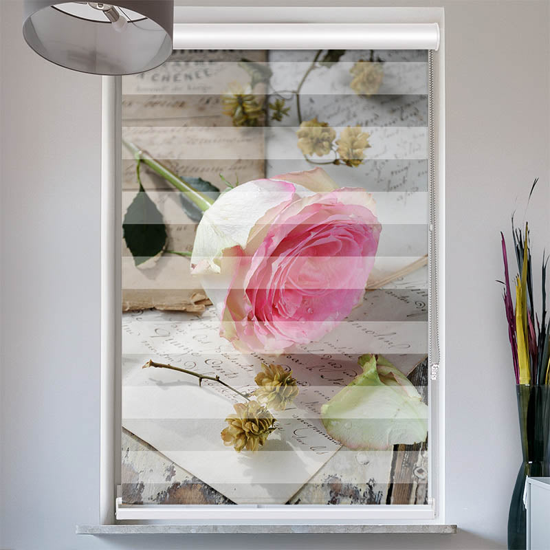 Doppelrollo mit Kassette Rose Pink Brief Vintage