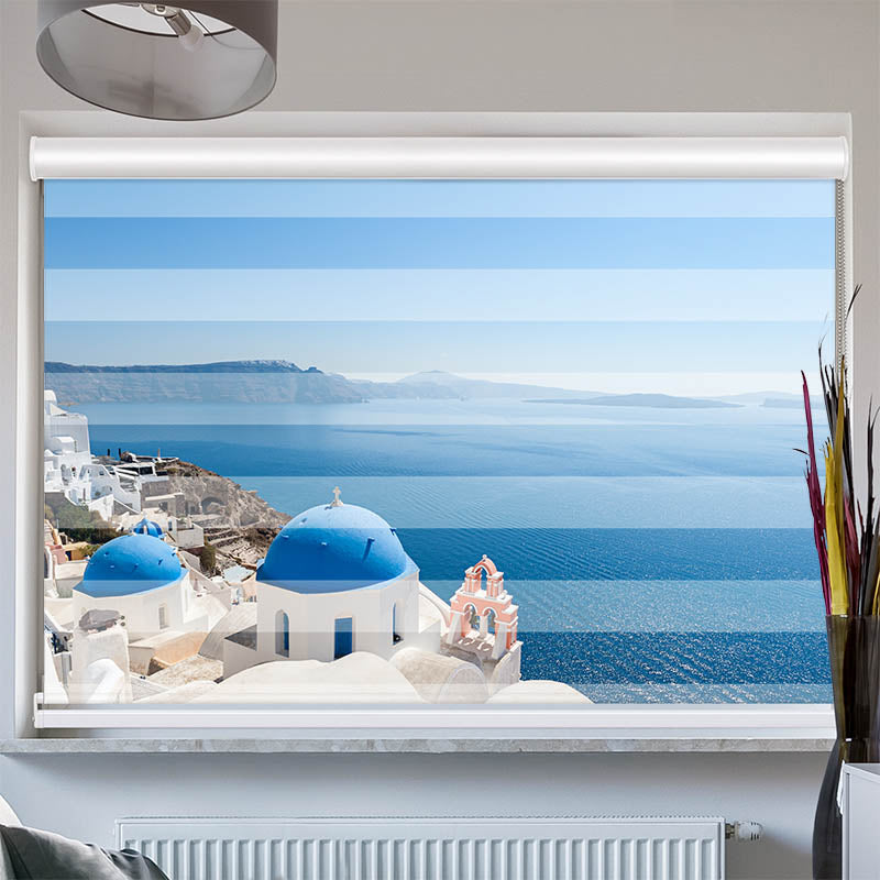 Doppelrollo mit Kassette Kirche Santorini