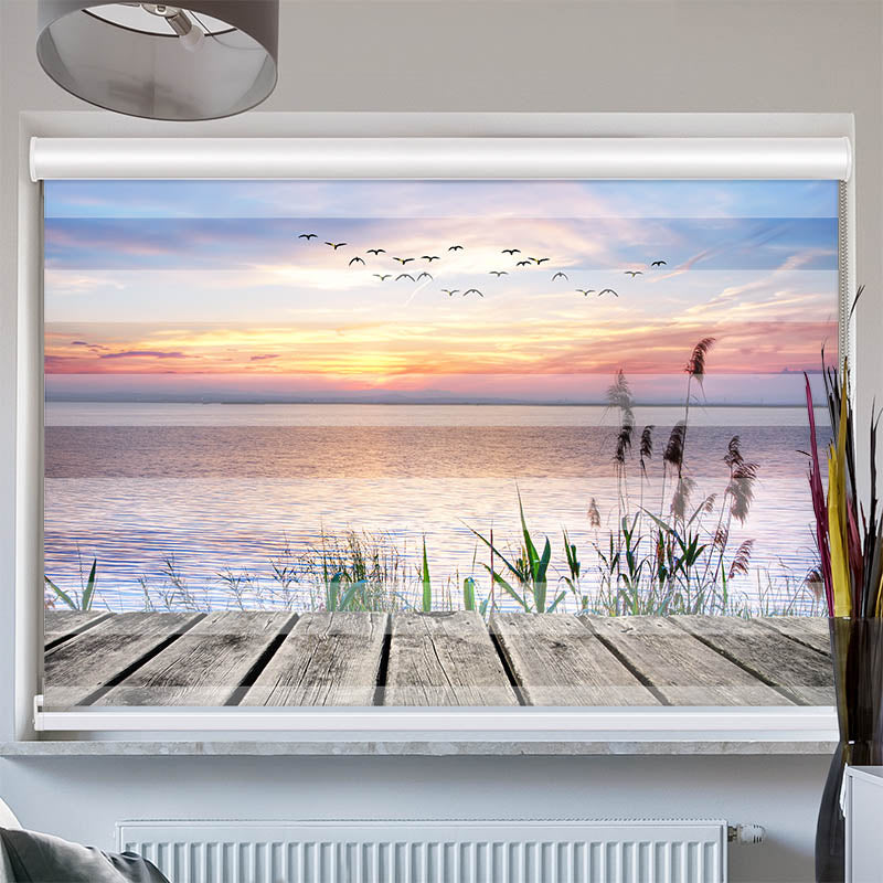 Doppelrollo mit Kassette See Steg Schilf