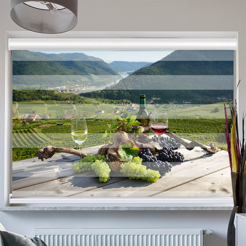 Doppelrollo mit Kassette Trauben Wein Natur