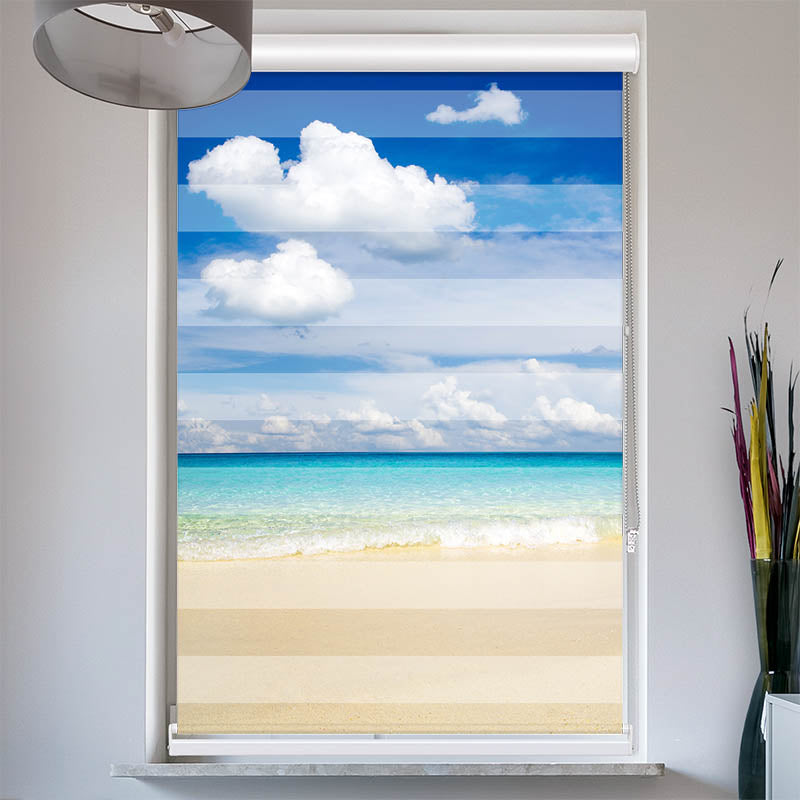 Doppelrollo mit Kassette Meer Himmel Strand