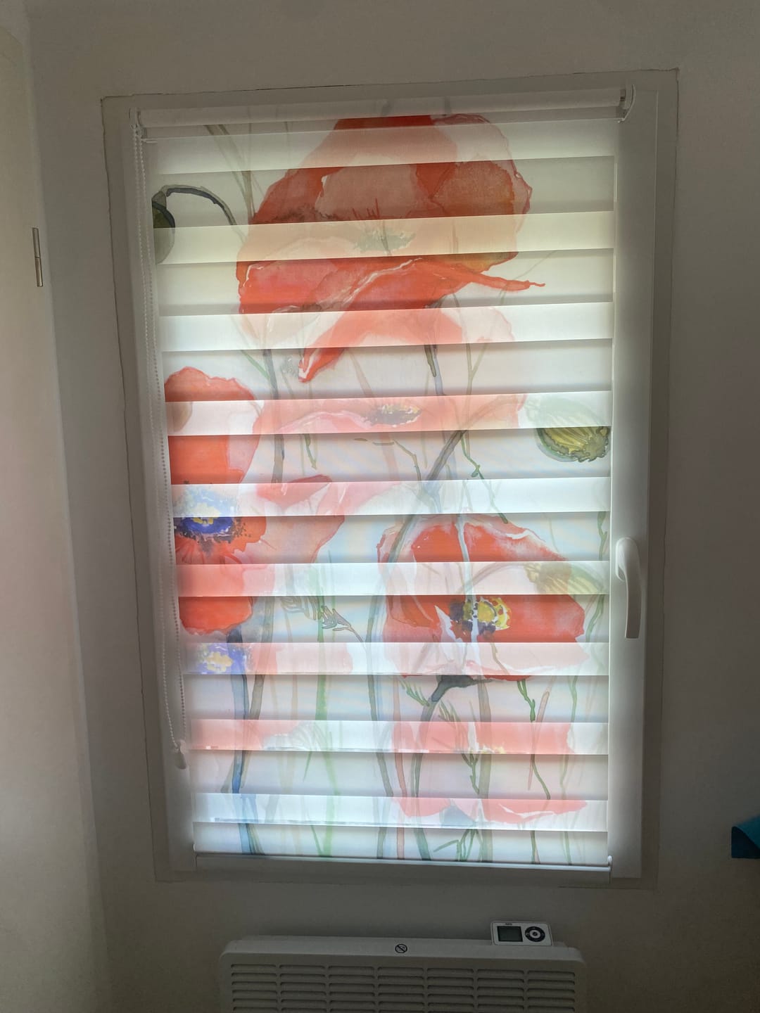 Kundenmotiv Doppelrollo mit Mohnblumen