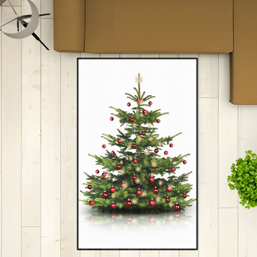 Teppich Canvas Motiv 'Weihnachtsbaum' - flache Struktur im Canvas-Look - bis 200 x 500 cm - rutschhemmende Rückseite - verschieden Kettelfarben