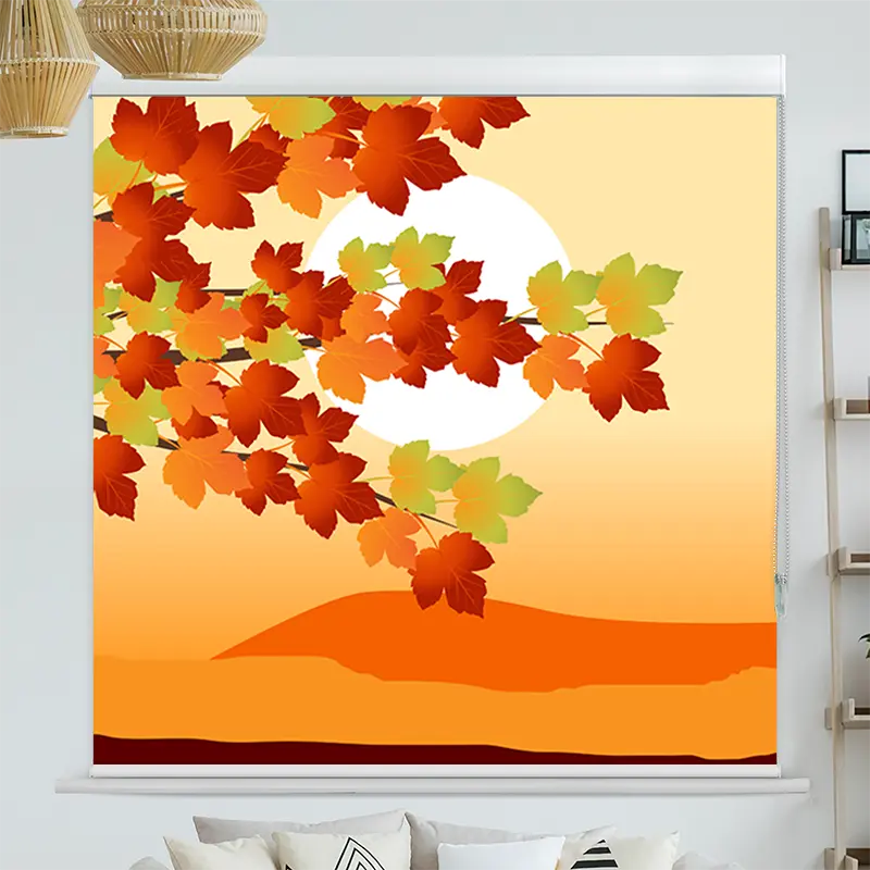 Kassettenrollo Motiv "Herbstblaetter Grafik" | bis B 420 x H 420 cm