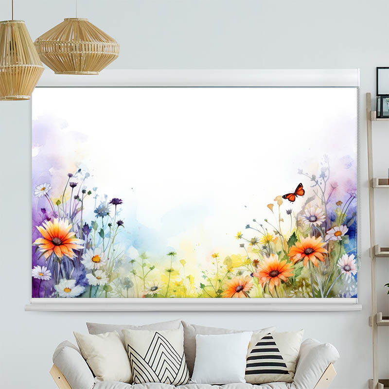 Kassettenrollo Motiv Wildblumen Mits Chmetterling