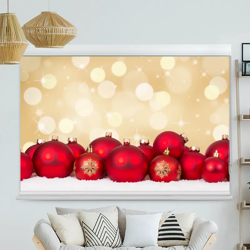 Kassettenrollo Motiv "Rote Weihnachtskugeln" | bis B 420 x H 420 cm