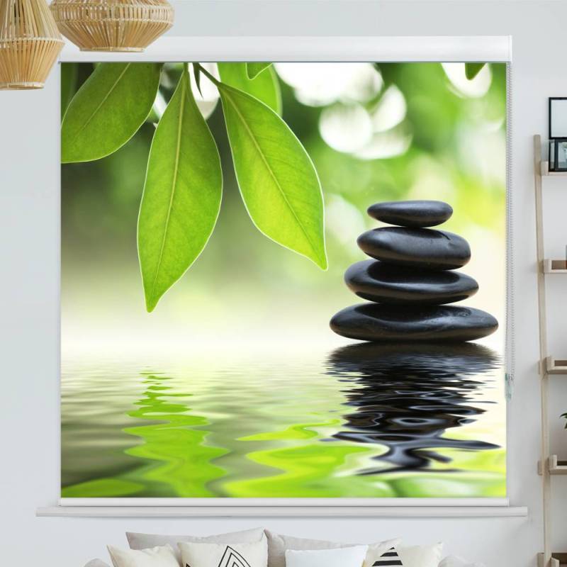 Kassettenrollo Motiv Schwarze Steine