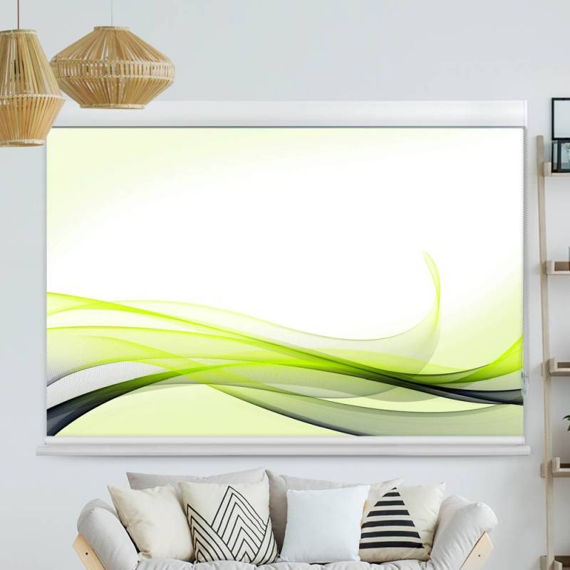 Kassettenrollo Motiv Abstrakt Gruene Wellen