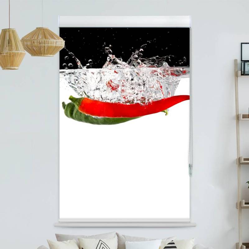Kassettenrollo Motiv 'Chili In Kalten Wasser'