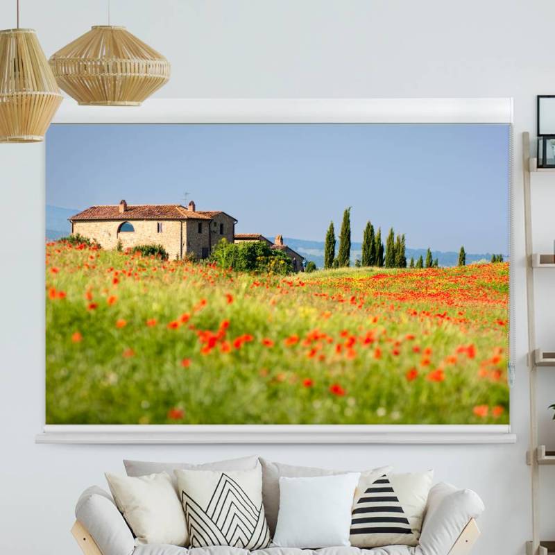 Kassettenrollo Motiv Toskana Landschaft
