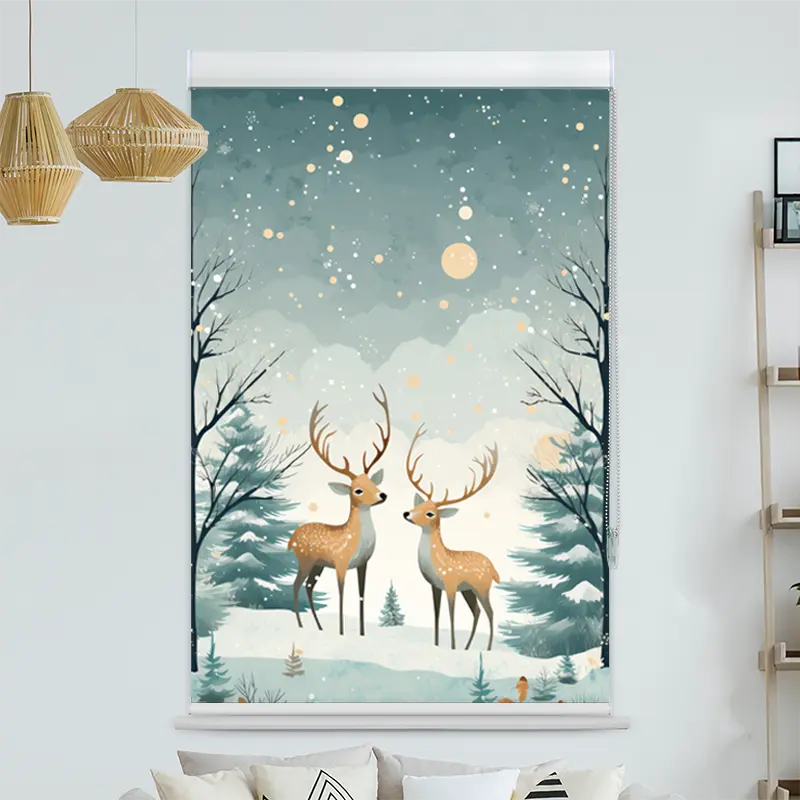 Kassettenrollo Motiv "Rehe Im Winterwald" | bis B 420 x H 420 cm