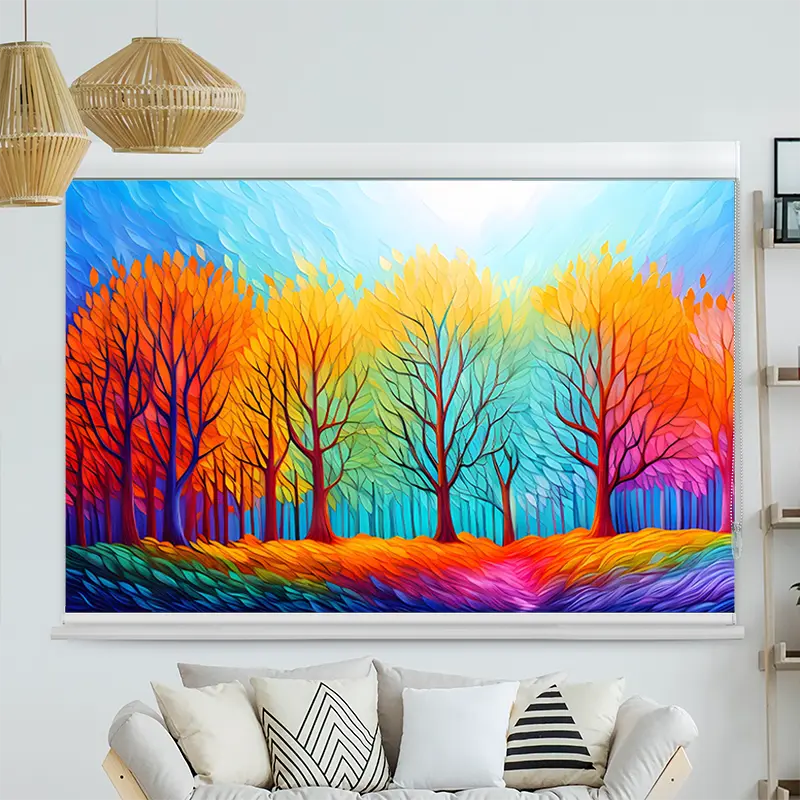Kassettenrollo Motiv "Herbstwald Kunst" | bis B 420 x H 420 cm
