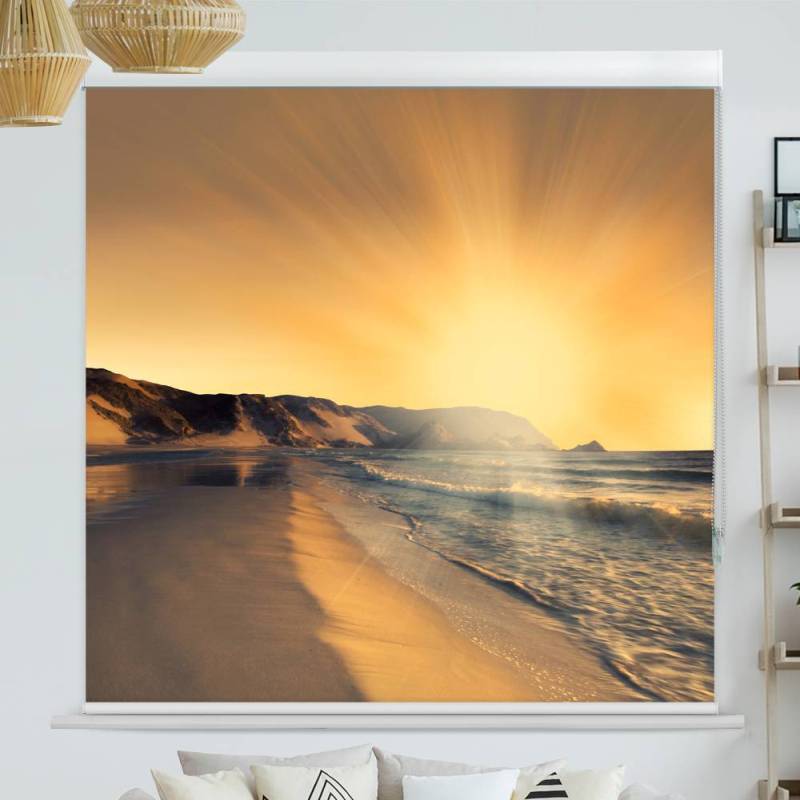 Kassettenrollo Motiv Sonnenuntergang Strand