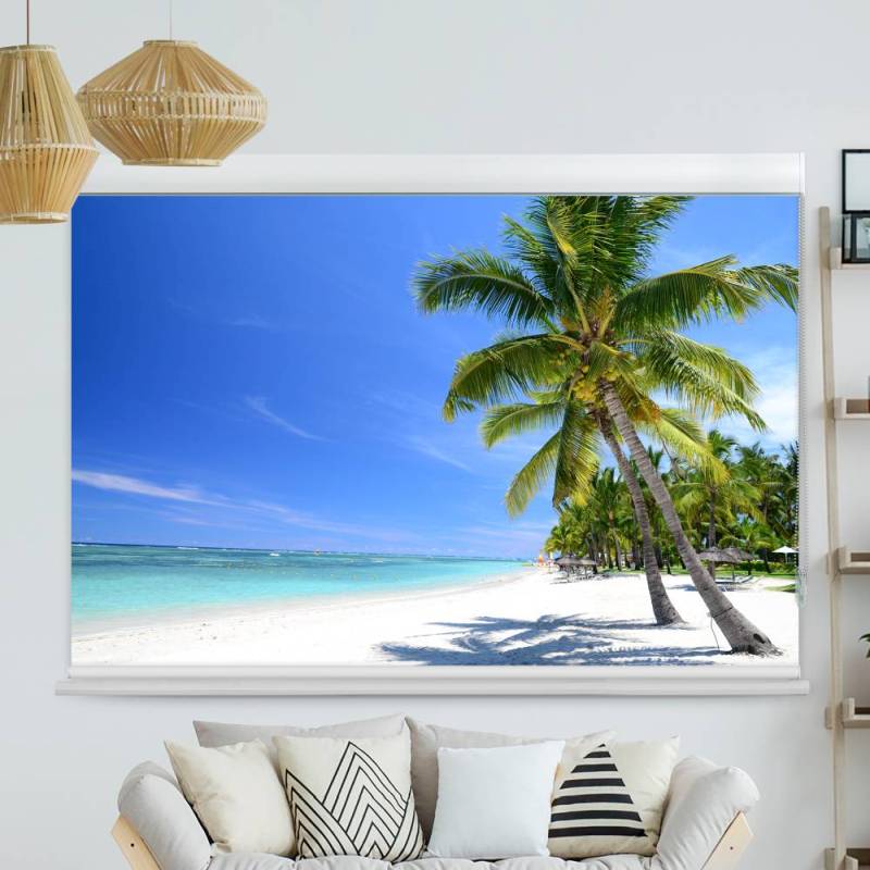 Kassettenrollo Motiv Meer Palmen Strand
