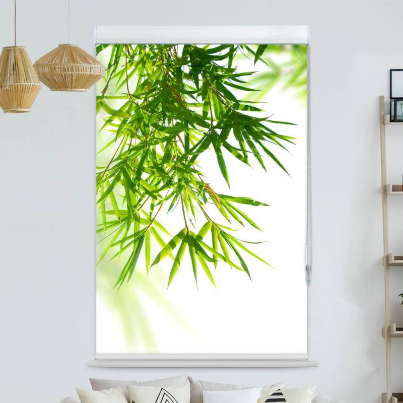 Kassettenrollo Motiv Bambusblaetter von Oben