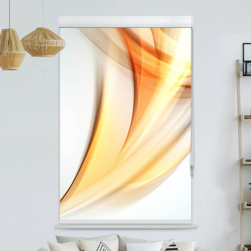 Kassettenrollo Motiv Abstakt Wellen Orange Grau