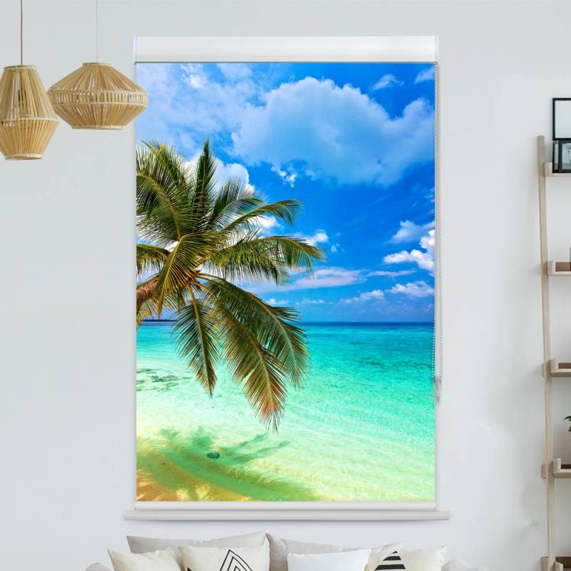 Kassettenrollo Motiv Palme Meer