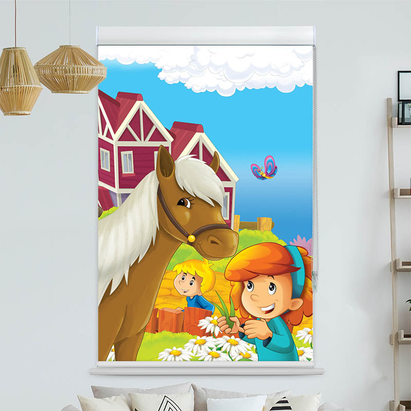 Kassettenrollo Motiv 'Maedchen mit Pferd'