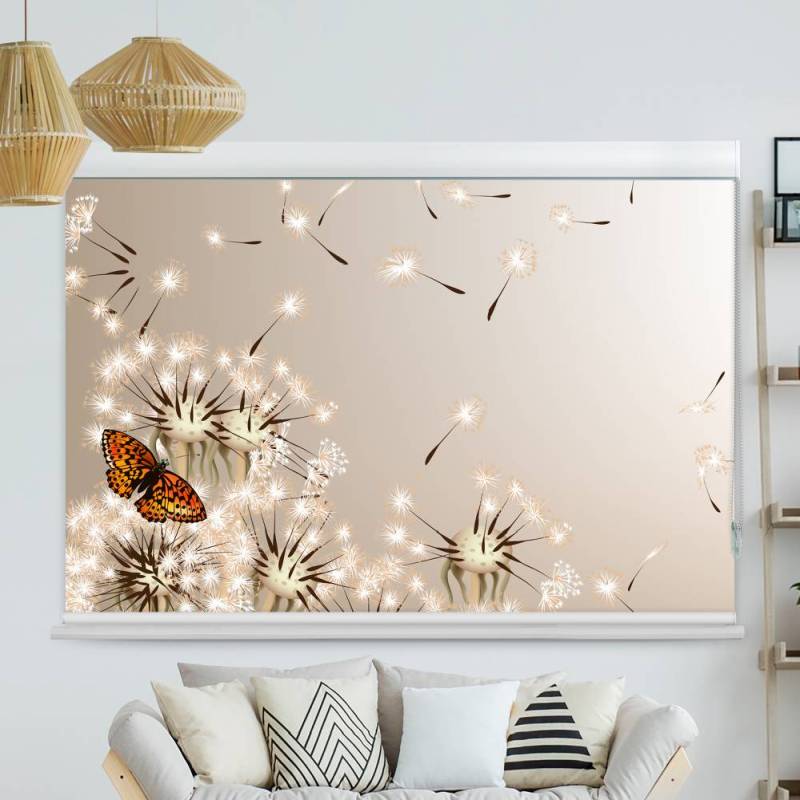 Kassettenrollo Motiv Pusteblume Schmetterling