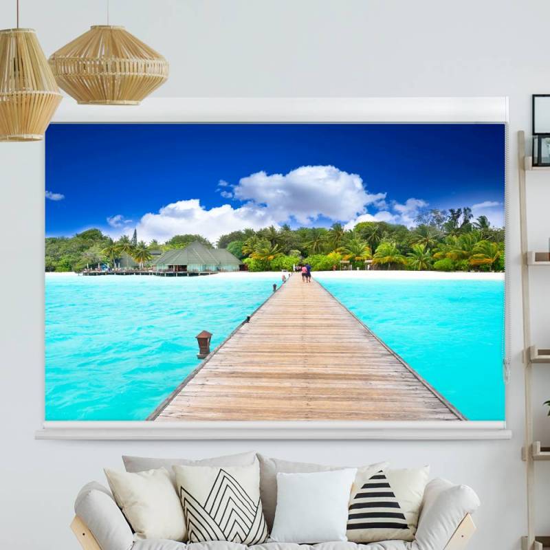 Kassettenrollo Motiv Meer Steg