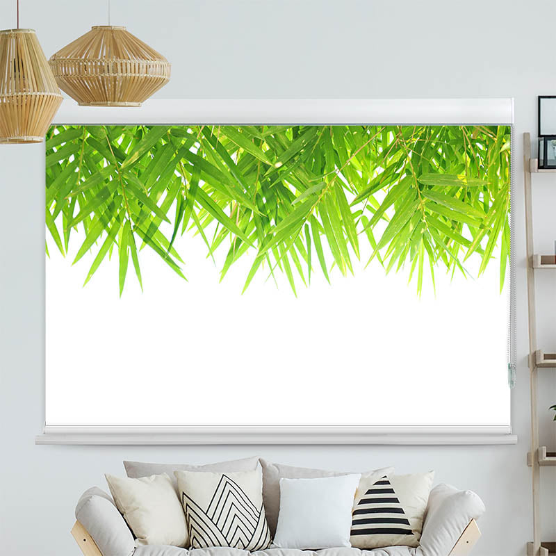 Kassettenrollo Motiv Bambus Blaetter Oben