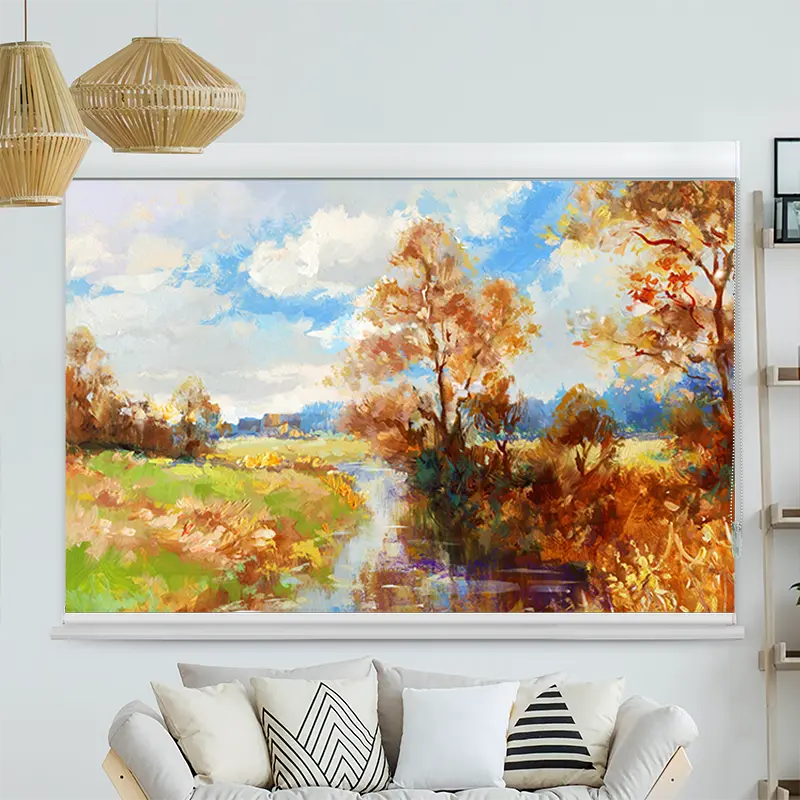 Kassettenrollo Motiv "Herbstlandschaft Aquarell" | bis B 420 x H 420 cm