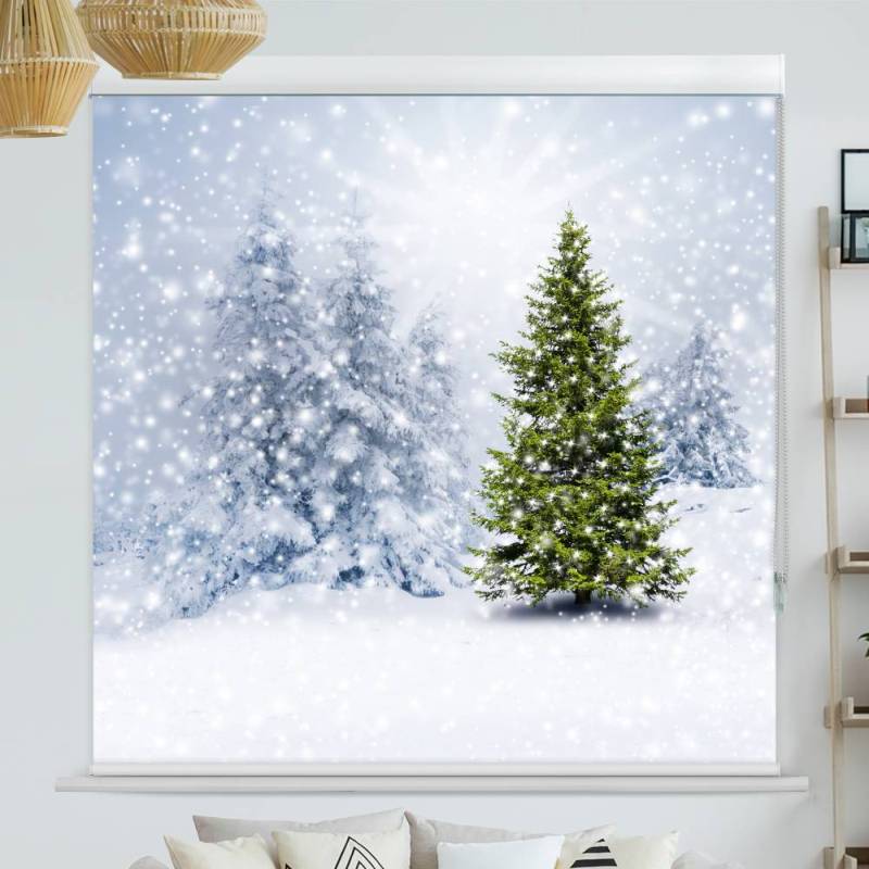 Kassettenrollo Motiv Tannenbaum Winter