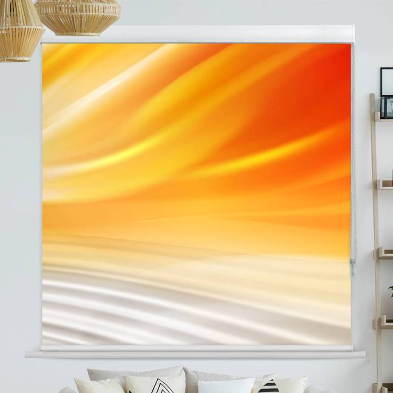 Kassettenrollo Motiv Wellen Orange Grau