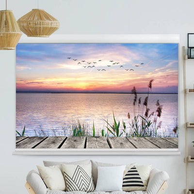 Kassettenrollo Motiv See Steg Schilf