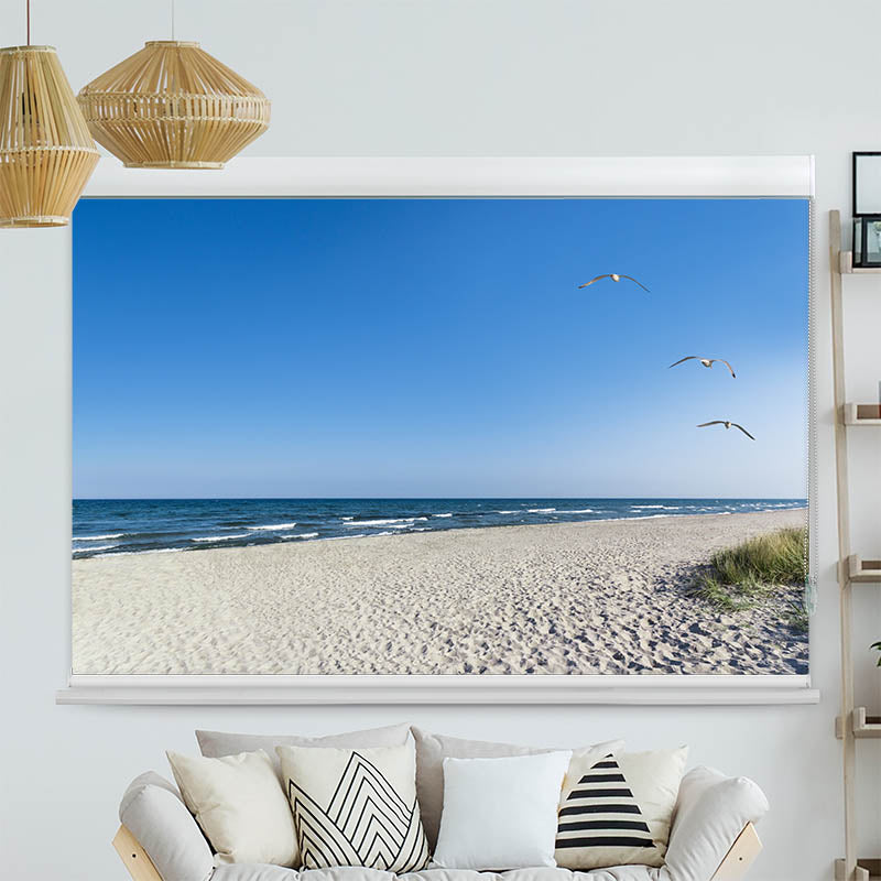 Kassettenrollo Motiv 'Strand mit Moewen'