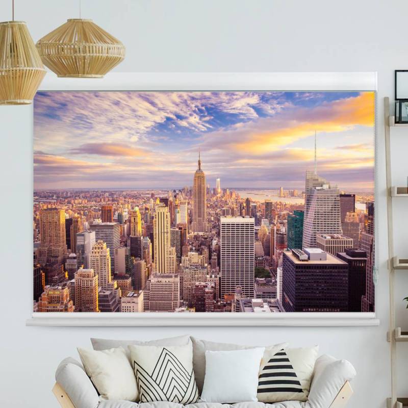 Kassettenrollo Motiv Sunset New York City Skyline