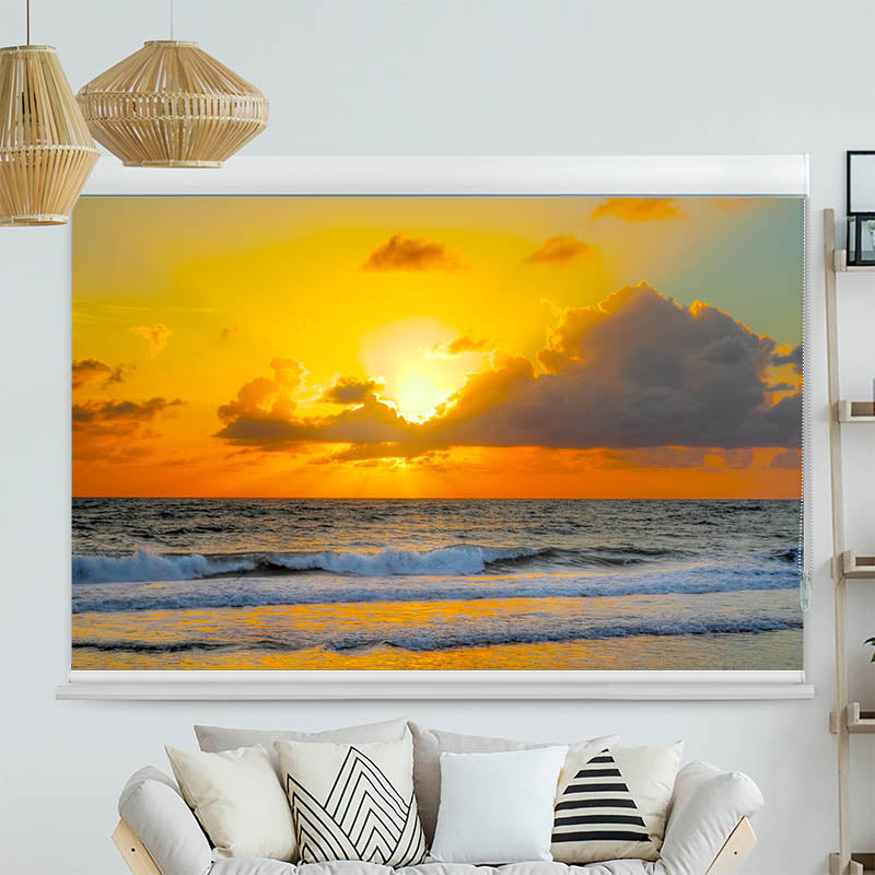 Kassettenrollo Motiv 'Sonnenuntergang Meer'