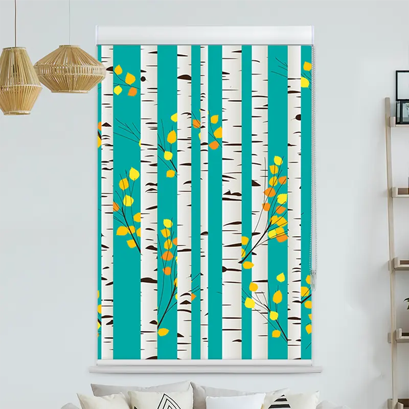 Kassettenrollo Motiv "Birken Im Herbst" | bis B 420 x H 420 cm