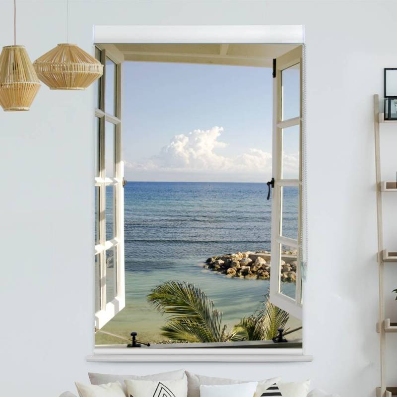 Kassettenrollo Motiv Fenster Meerblick