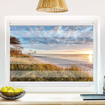 Klemmfix Doppelrollo Sonnenuntergang am Meer | Klemm Doppelrollo