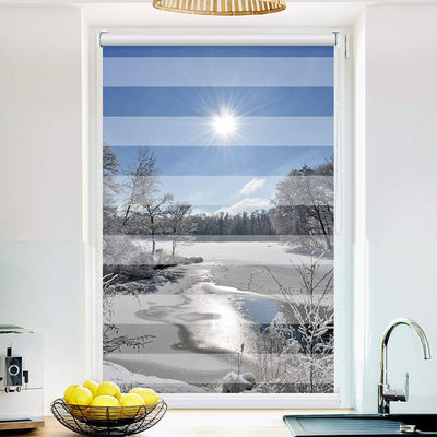 Klemmfix Doppelrollo Schneelandschaft | Klemm Doppelrollo