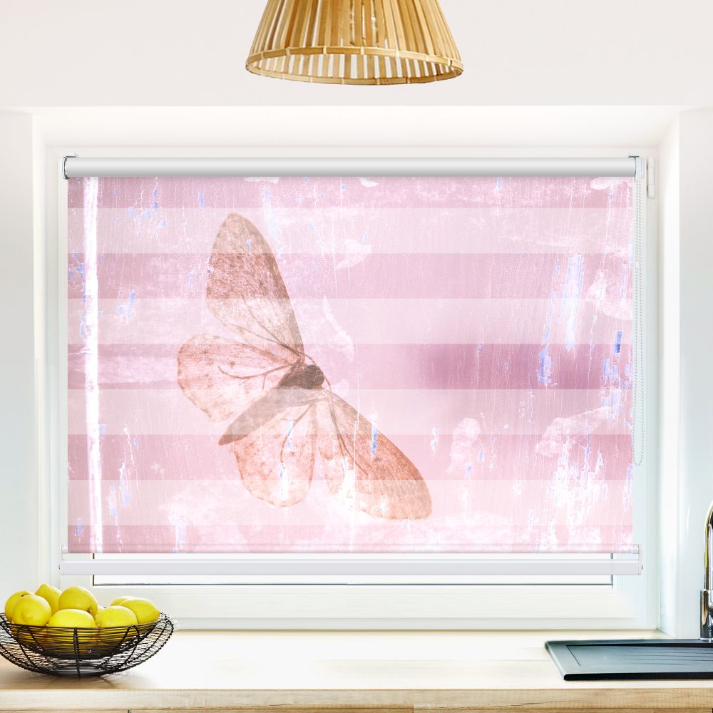 Klemm Doppelrollo "Schmetterling Abstrakt" - ohne Bohren - Klemmfix - bis 150 cm Breite - Duo Rollo Fotodruck - La-Melle