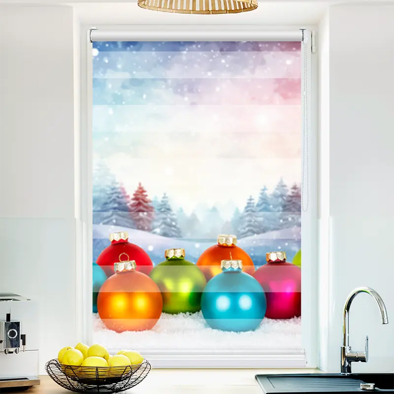 Klemmfix Doppelrollo "Bunte Weihnachtskugeln" | Klemm Doppelrollo
