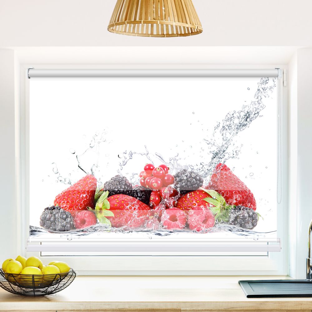 Klemm Doppelrollo "Beeren Ganz Frisch" - ohne Bohren - Klemmfix - bis 150 cm Breite - Duo Rollo Fotodruck - La-Melle